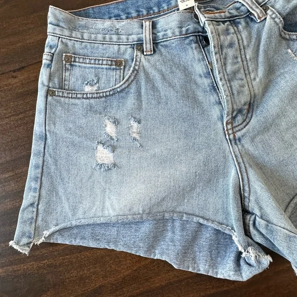 Billabong Blue Distressed Jean Shorts Cut-Off Style - Picture 3 of 10